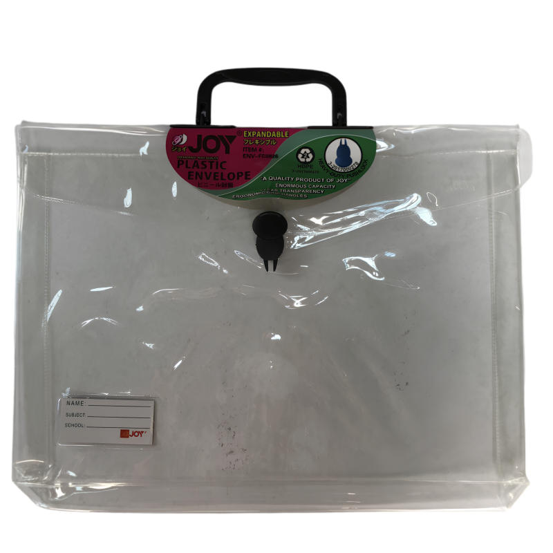 Joy Plastic Expanding Envelope w/ Handle FC3826 Long Transparent | Per Piece