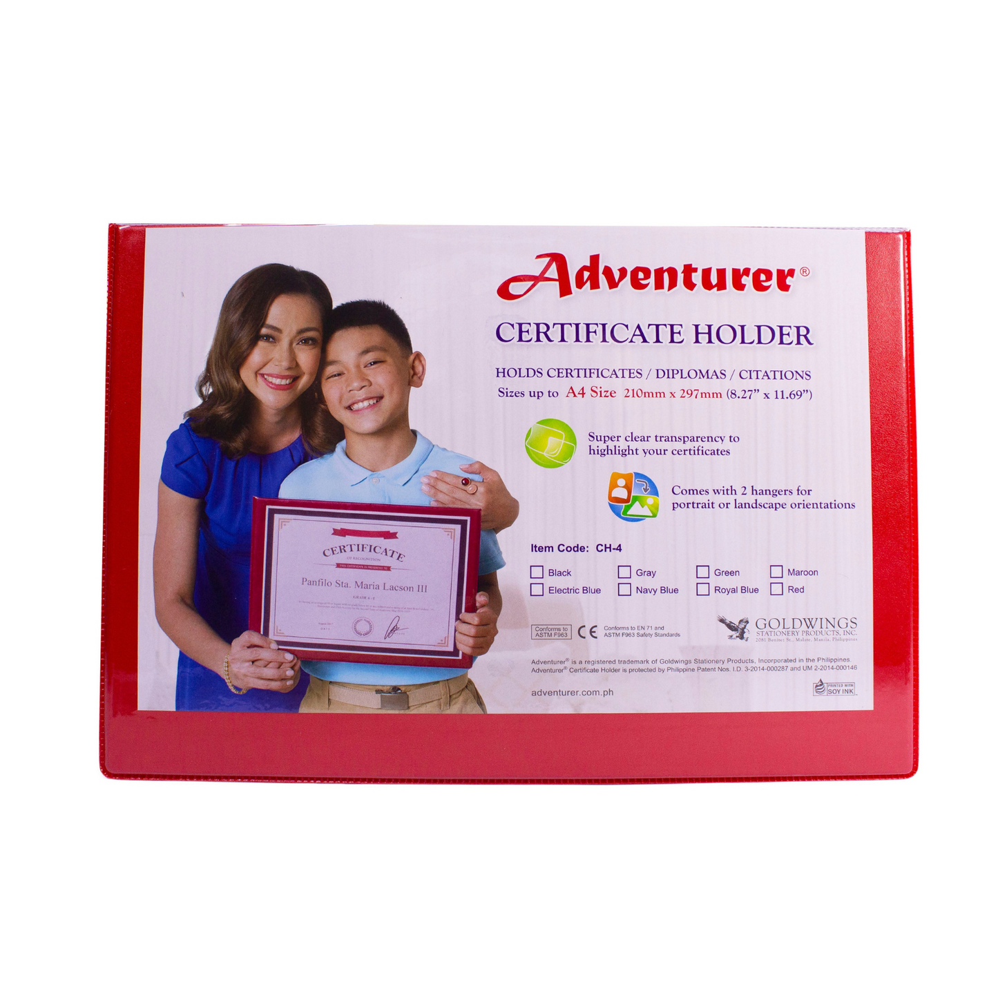 Adventurer Certificate Holder CH-4 A4 Red