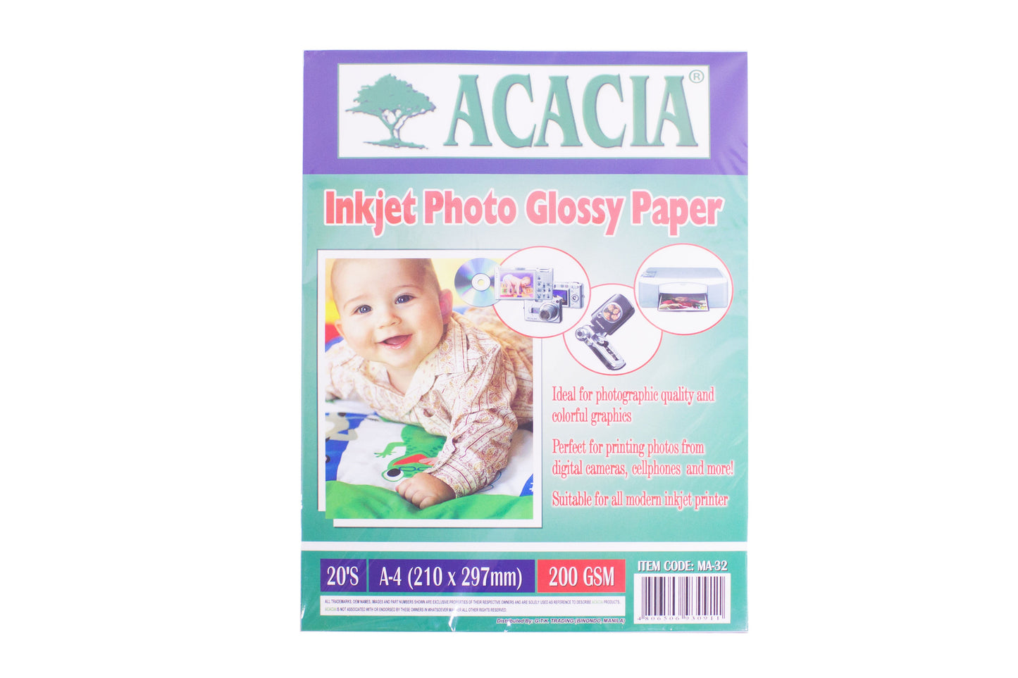 Acacia Inkjet Photo Glossy Paper 200gsm | Sold by 20s