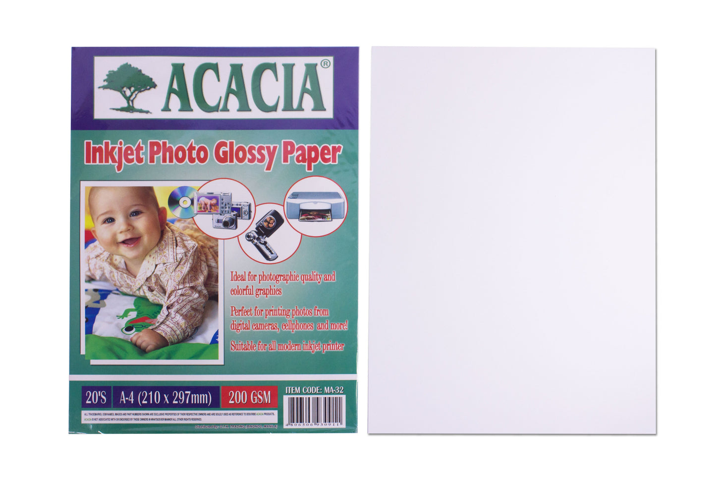 Acacia Inkjet Photo Glossy Paper 200gsm | Sold by 20s