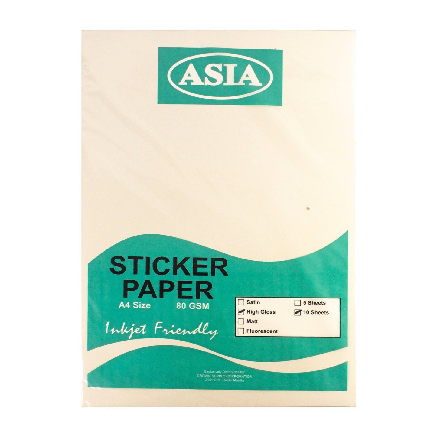 Asia Sticker Paper 80gsm A4 High Gloss