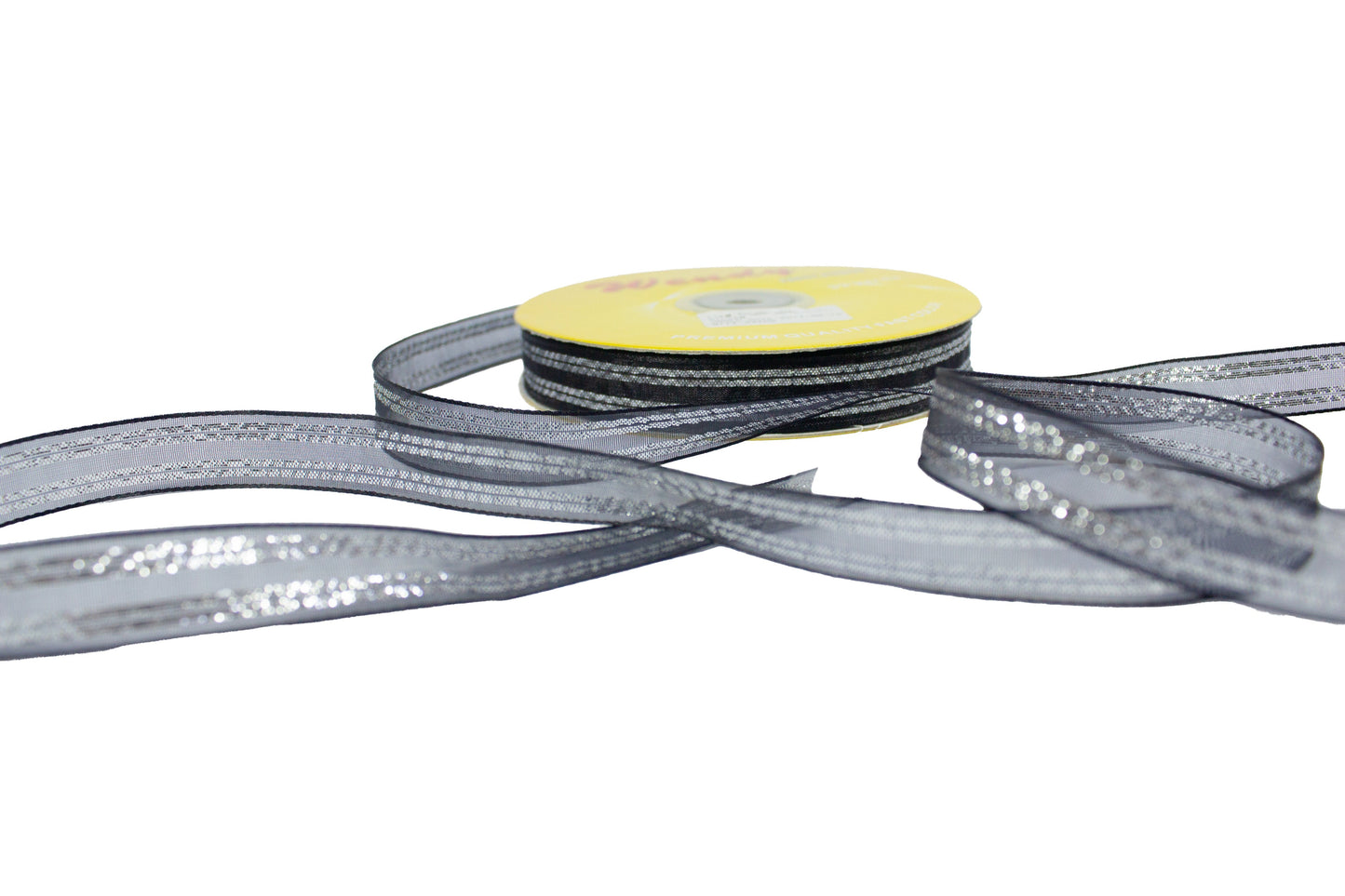 Wendy Organza Ribbon 0.5in AN088 (Silver Stripe)