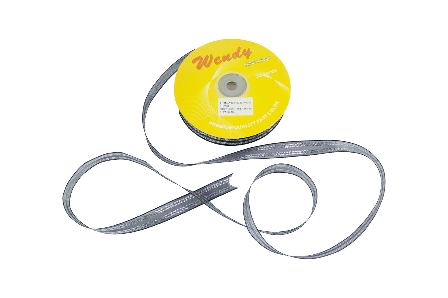 Wendy Organza Ribbon 0.5in AN088 (Silver Stripe)