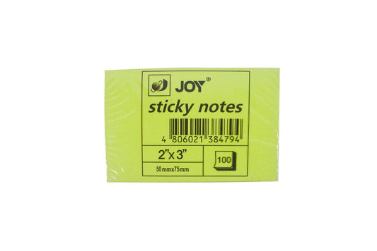 Joy Sticky Note 2x3in 100lvs | Per Pad NEON GREEN
