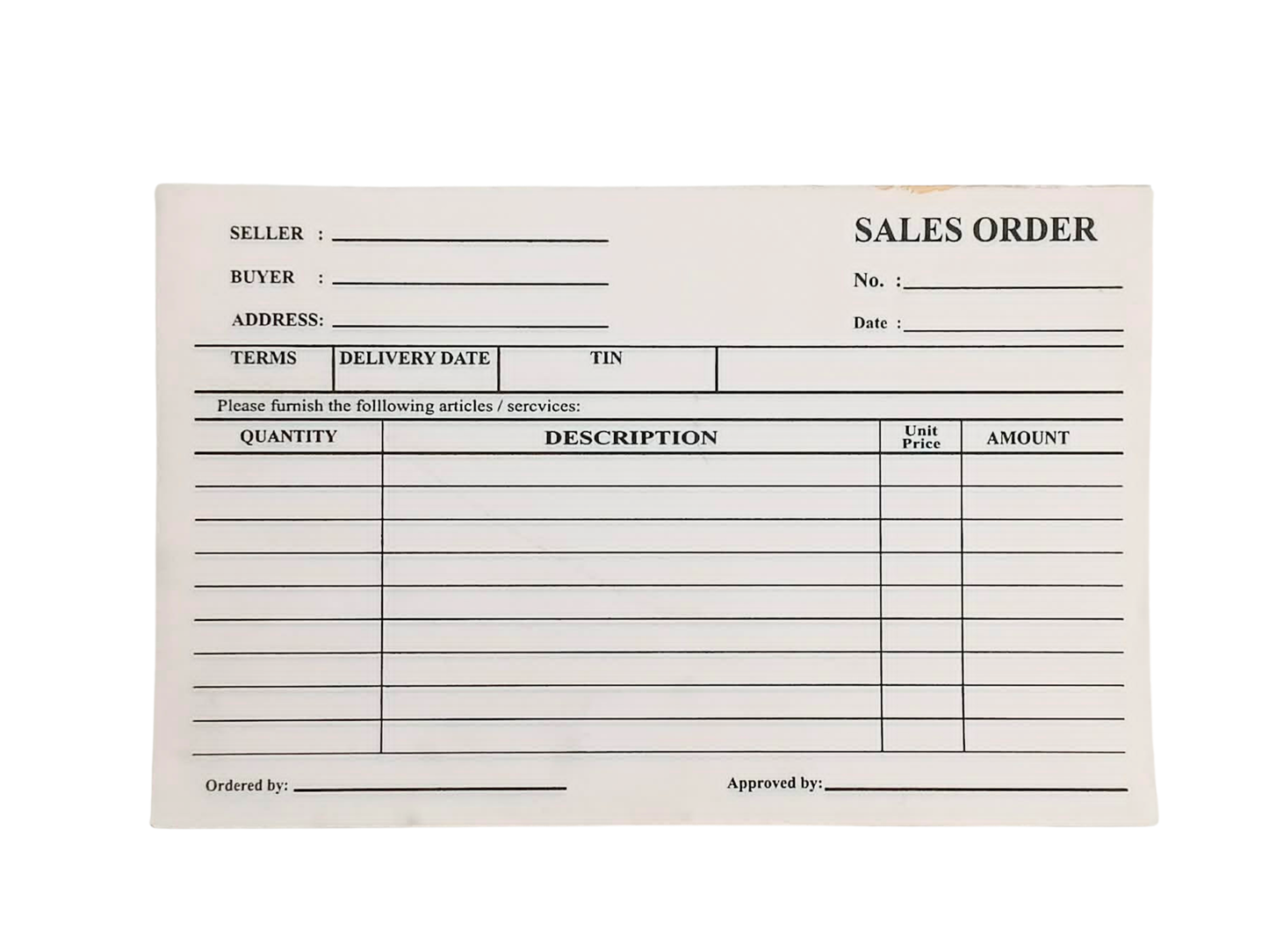 Receipt - Sales Order 2ply 5.5x8.5in | Per Piece