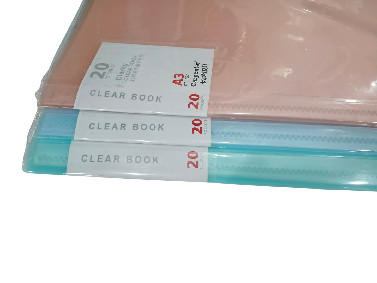 Carpenter Clear Book 20Pockets KT-1762 A3 | Per Piece