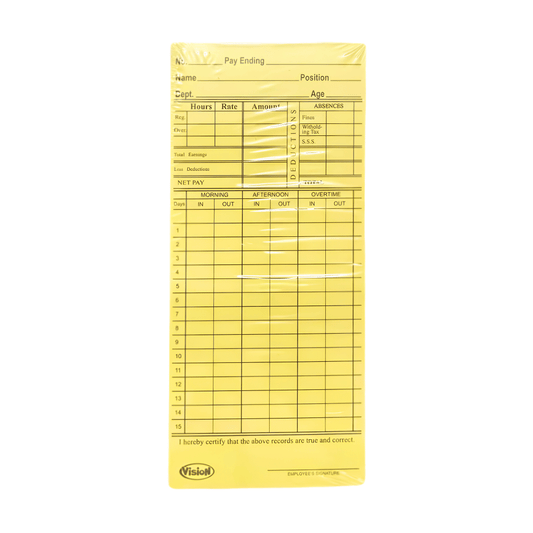 Vision Time Card 100s