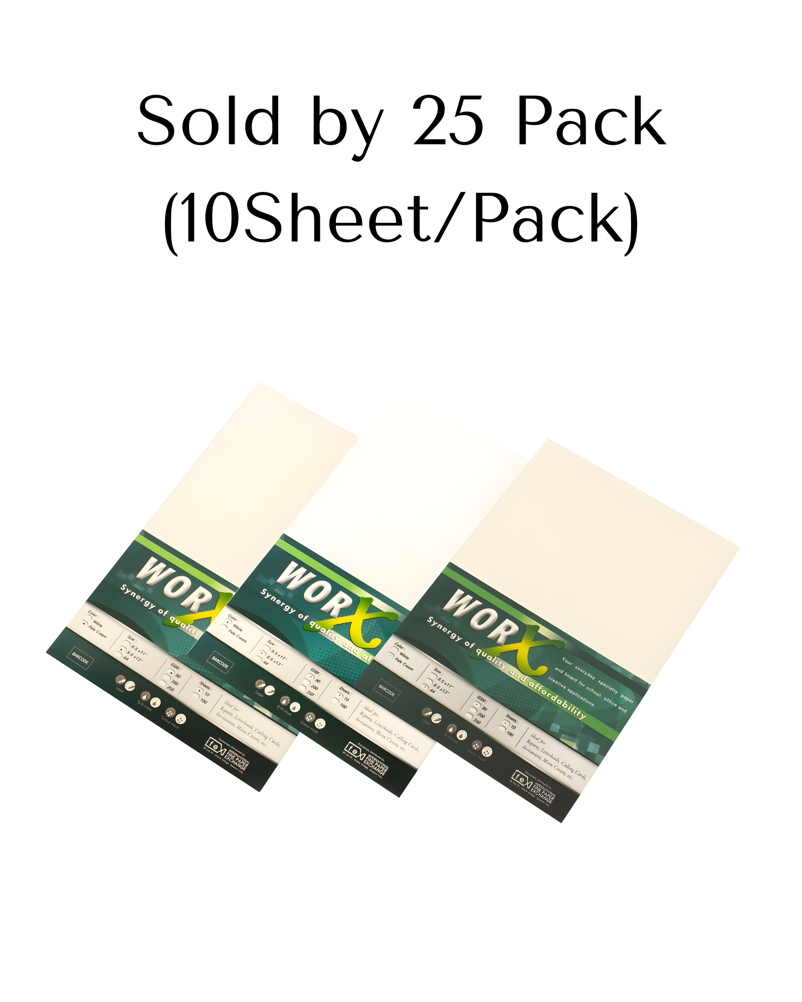 5 PACKS Worx Specialty / Board Certificate Paper 200gsm White / Pale Cream  Short 10 sheets / pack