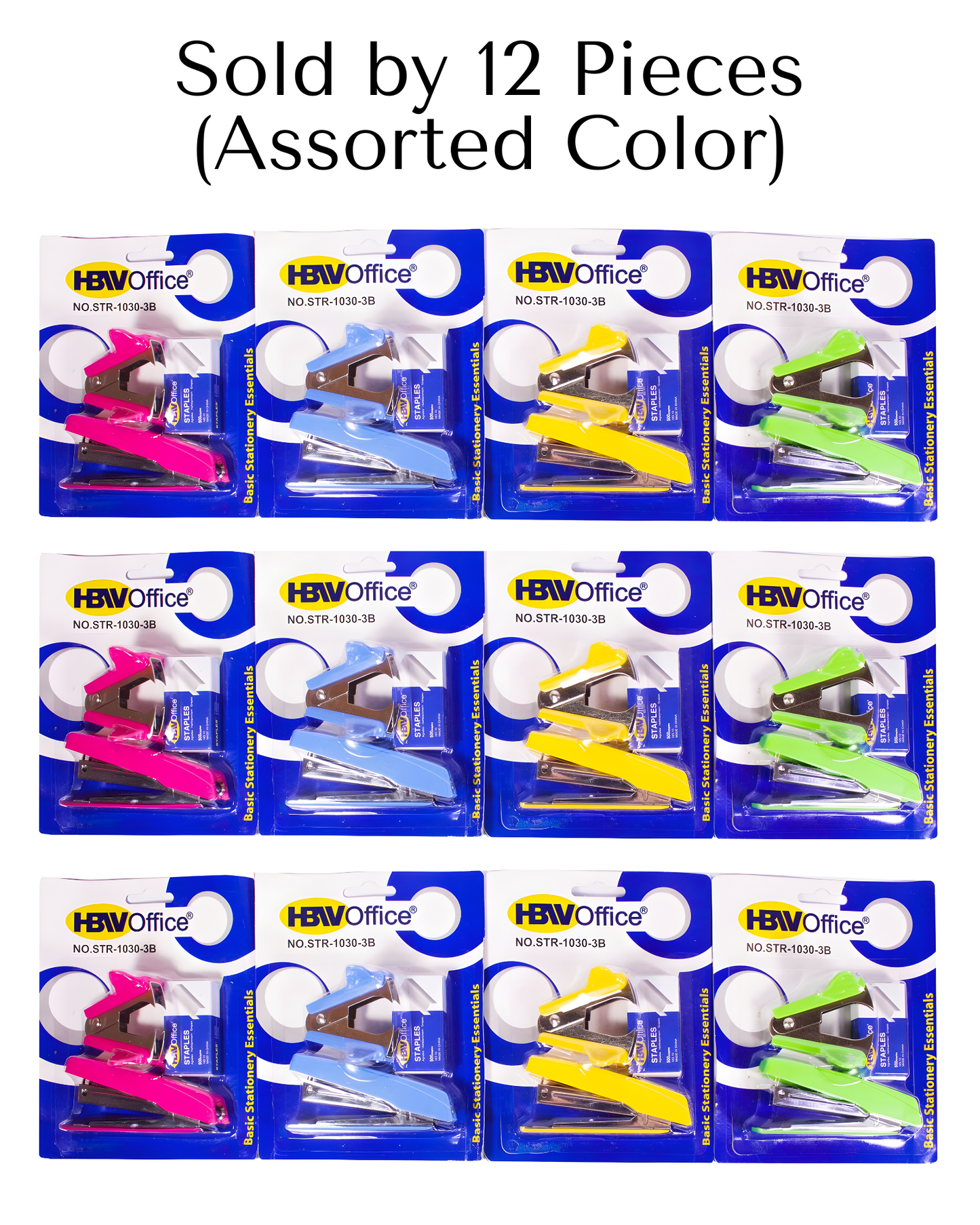 HBW Stapler Set No. STR-1030-3B | 12s Assorted Color
