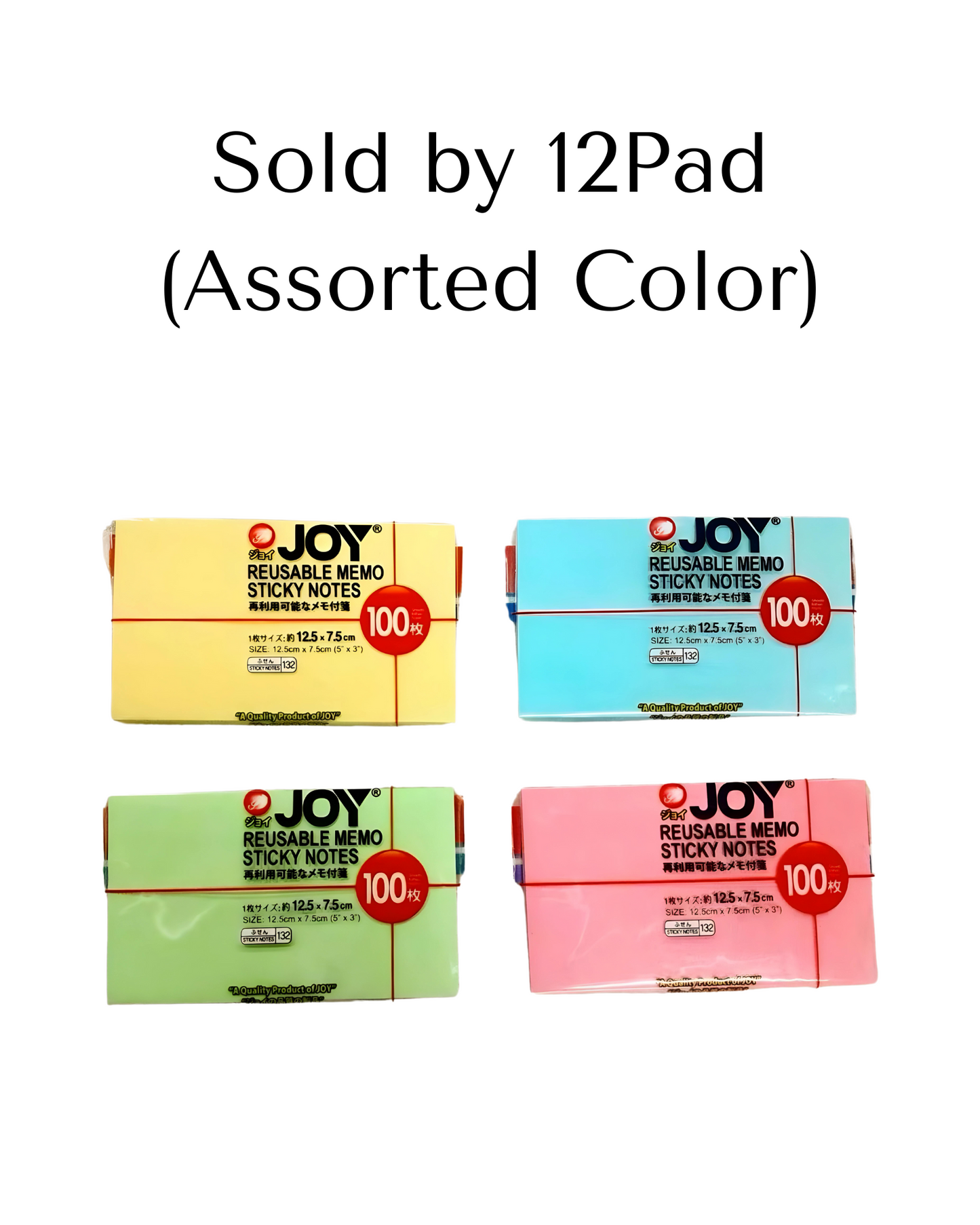 Joy Sticky Notes JFF-5x3x100 12Pad (Asstd. Color)