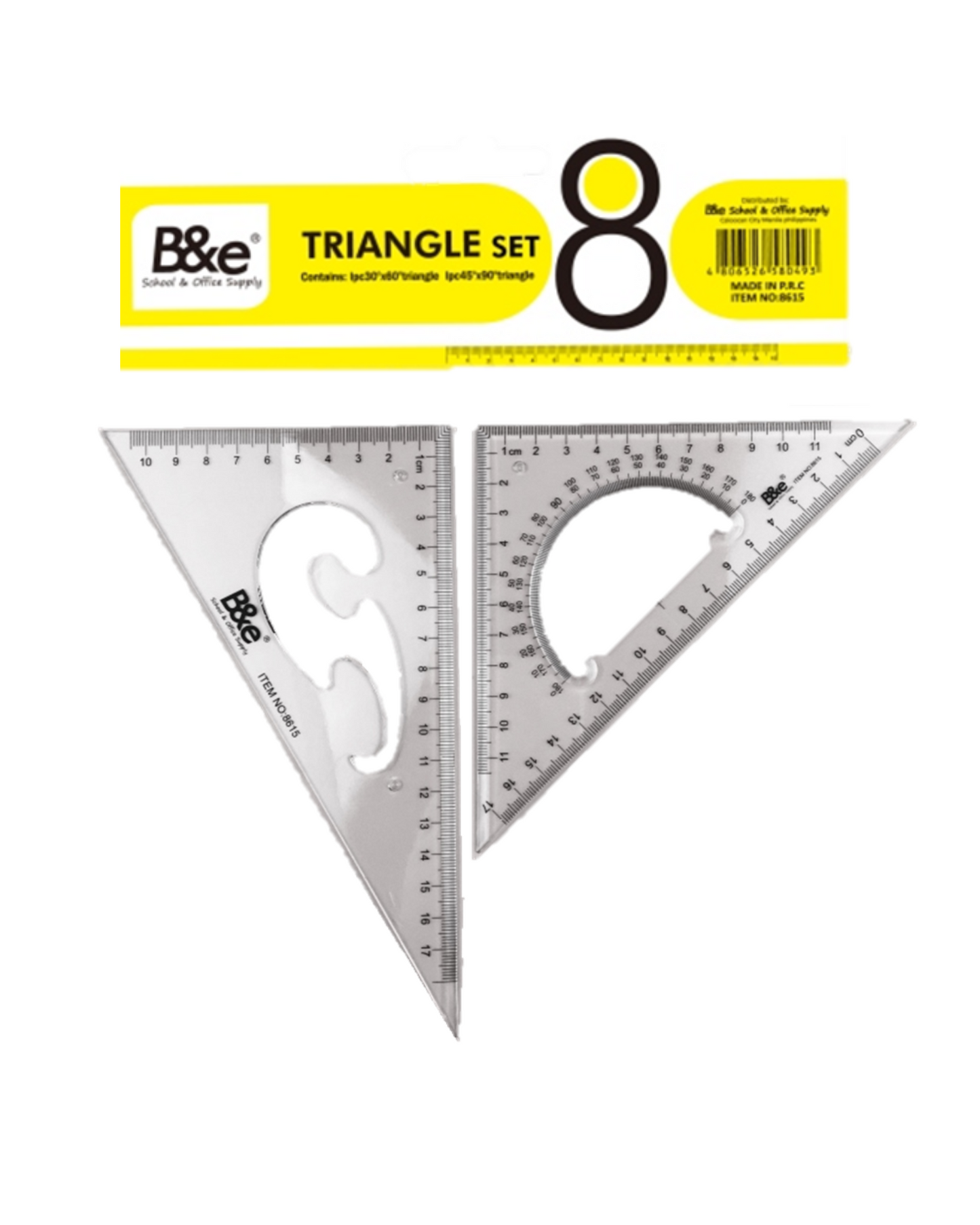 B&e Triangle Ruler Set No. 8615 (30/60,45/90,8in)