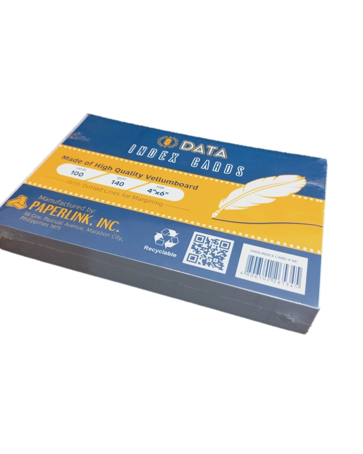 Data White Index Card 4x6in (100pcs)