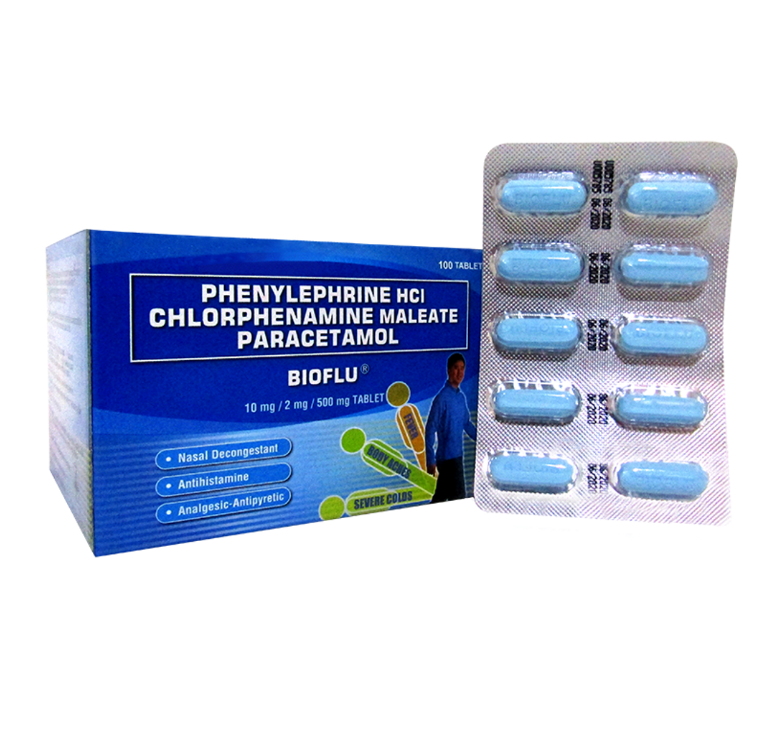 BIOFLU Phenyl+CPM+Paracetamol tab 10/2/500mg