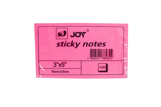 Joy Sticky Note 3x5in 100lvs | Per Pad NEON PINK