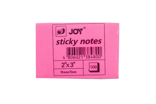Joy Sticky Note 2x3in 100lvs | Per Pad NEON PINK