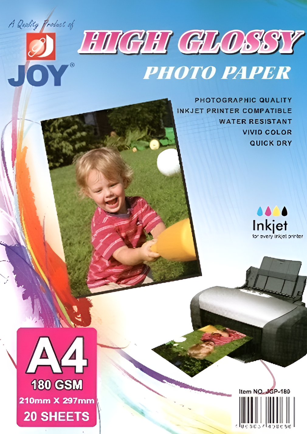 Joy High Glossy Photo Paper 180gsm A4 (20sheets) | Per Pack