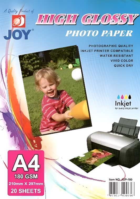 Joy High Glossy Photo Paper 180gsm A4 (20sheets)