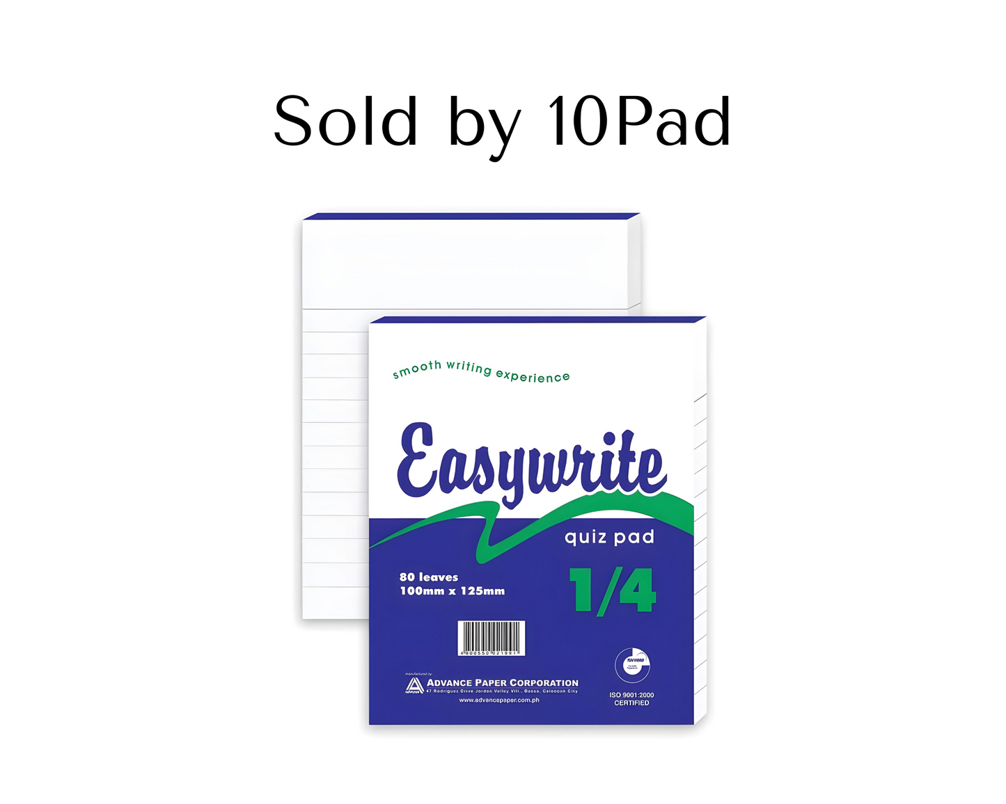 Easywrite White Quiz Pad Paper (10pads)