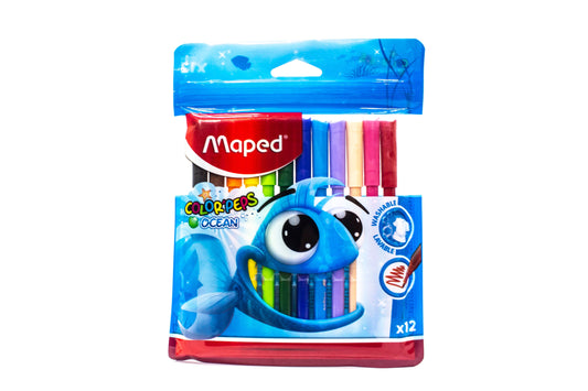 Maped Color Peps Ocean Pens with Plastic Pouch 12-Colors 845720