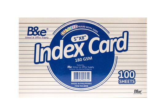 B&e Index Card 180gsm 5X8in I 100pcs