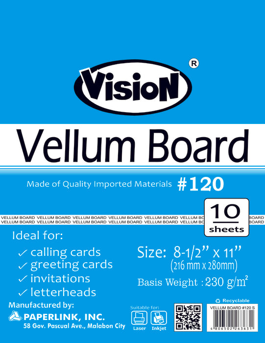 Vision Vellum Board Paper 230gsm | Sold by 10s