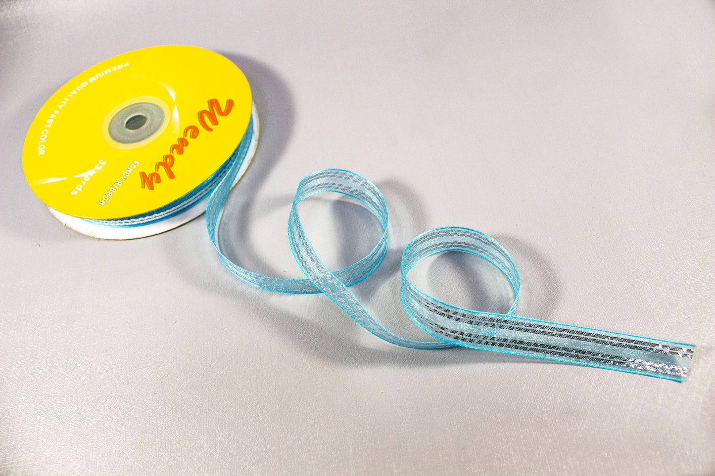 Wendy Organza Ribbon 0.5in AN088 (Silver Stripe)