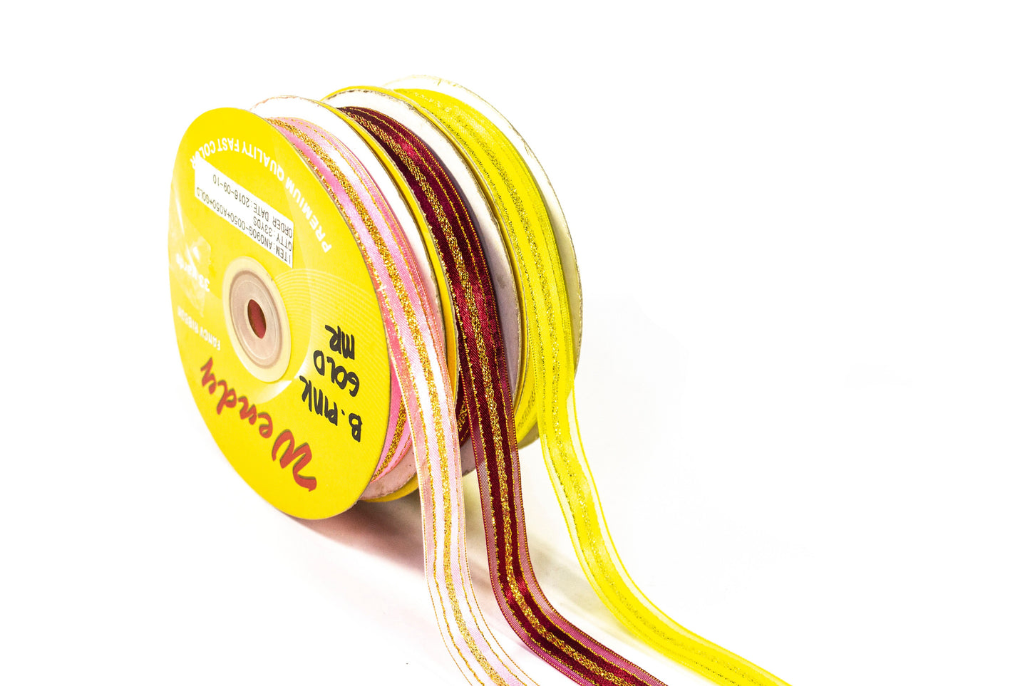 Wendy Organza Ribbon 7/8in AN090 (Gold Stripe)