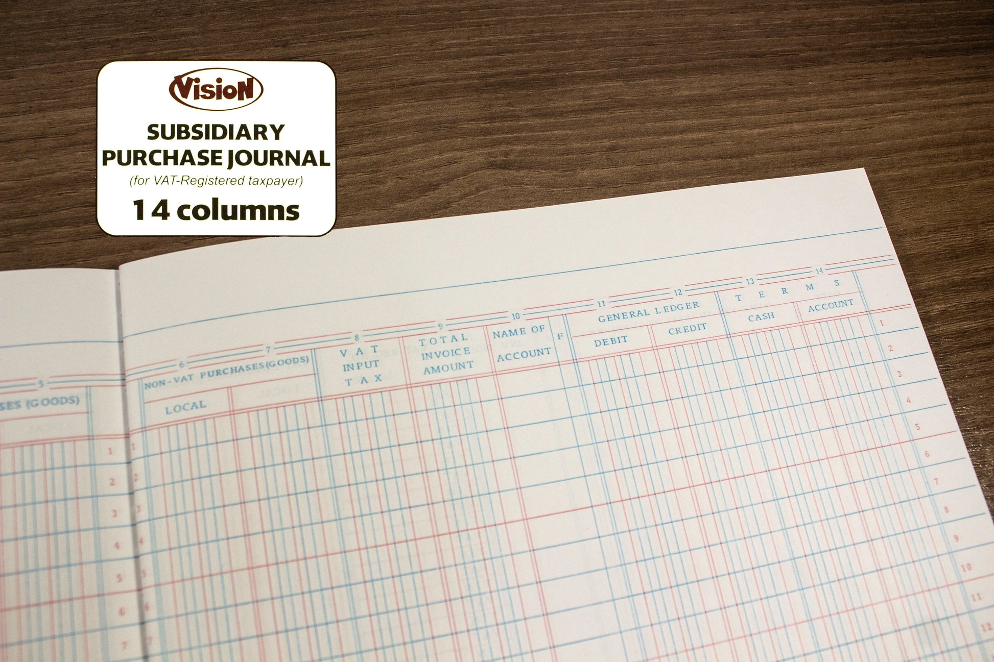 Vision Subsidiary Purchase Journal | 10pcs 14 Columns – Paper Cart