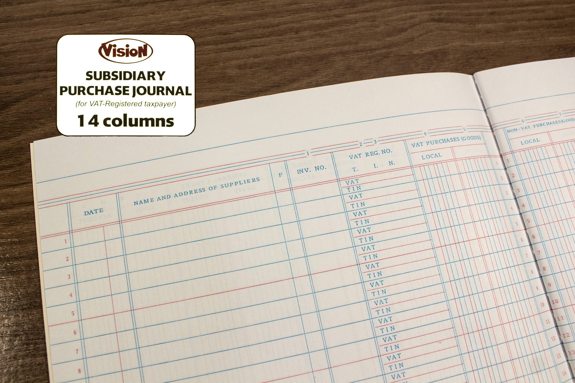 Vision Subsidiary Purchase Journal | 10pcs 14 Columns – Paper Cart